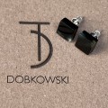 Kolczyki na sztyft kwadratowe srebrne z bursztynem i czarnym dębem 9635