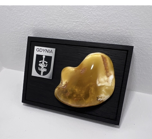 Plakieta okolicznościowa z bursztynem i czarnym dębem 2009 na zamówienie 