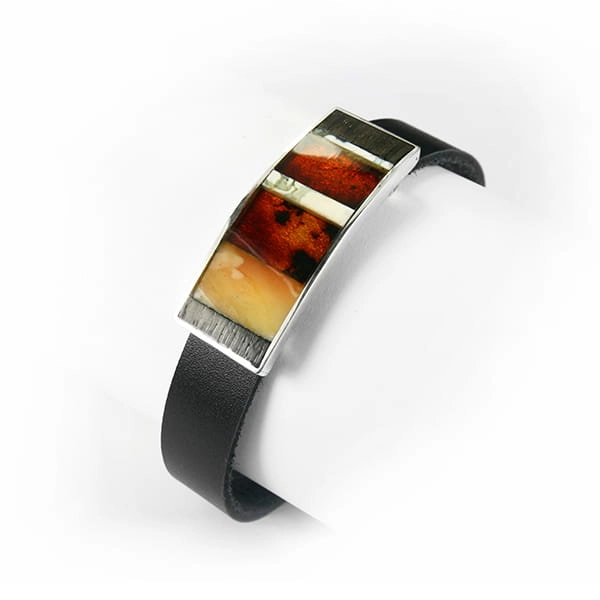 Bransoletka męska Galeria Bursztyn Tadeusz Dobkowski srebro czarny dąb 6029.jpg
