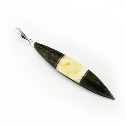 Wisiorek spławik z żółtym bursztynem, srebrem i czarnym dębem 4107