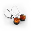 Kolczyki okrągłe wiszące z bursztynem i czarnym dębem 5366
