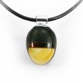 Wisiorek owalny z żółtym bursztynem, srebrem i czarnym dębem 5408