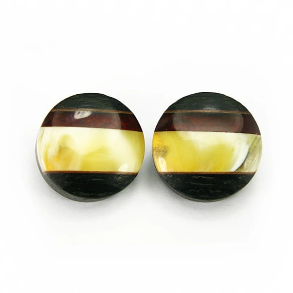 Klipsy okrągłe Galeria Bursztyn Tadeusz Dobkowski czarny dąb srebro złoto płatkowe amber wood silver 4045.jpg