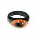 Pierścionek rozmiar 16 owalny bursztyn czarny dąb 3941