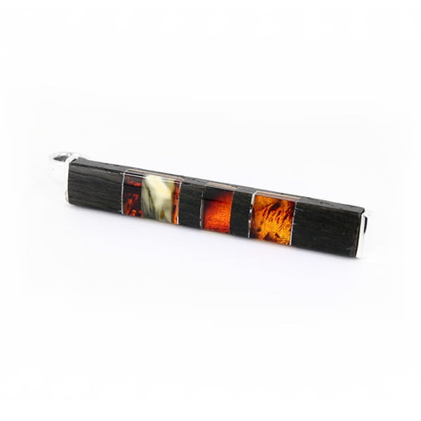 Spinka do krawata Galeria Bursztyn Tadeusz Dobkowski czarny dąb srebro złoto patkowe amber 5258.jpg