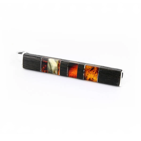 Spinka do krawata Galeria Bursztyn Tadeusz Dobkowski czarny dąb srebro złoto patkowe amber 5258.jpg