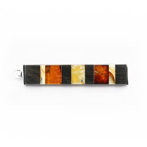 Spinka do krawata Galeria Bursztyn Tadeusz Dobkowski czarny dąb srebro złoto patkowe amber 5260.jpg