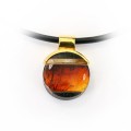 Wisiorek okrągły złoty SunSet bursztyn czarny dąb 6051