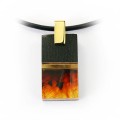 Wisiorek prostokątny złoty SunSet bursztyn czarny dąb 6036