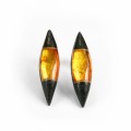 Kolczyki spławiki, srebro 925, bursztyn bałtycki, czarny dąb, sztyft 6351