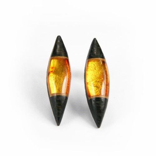 Kolczyki spławiki, srebro 925, bursztyn bałtycki, czarny dąb, sztyft 6351