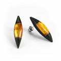 Kolczyki spławiki, srebro 925, bursztyn bałtycki, czarny dąb, sztyft 6351