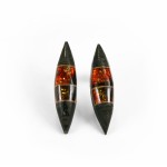 Kolczyki spławiki, srebro 925, bursztyn bałtycki, czarny dąb, sztyft 6355