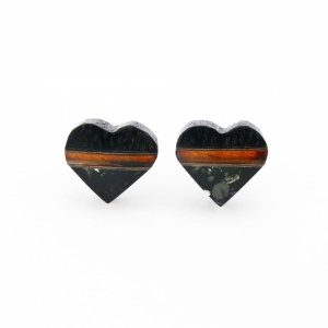 Kolczyki na sztyft serca z bursztynem, srebrm i czarnym dębem Galeria Bursztyn Tadeusz Dobkowski 7277.jpg
