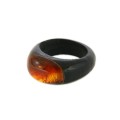 Pierścionek sunset bursztyn bałtycki , czarny dąb, owalny, unisex, różne rozmiary 7514
