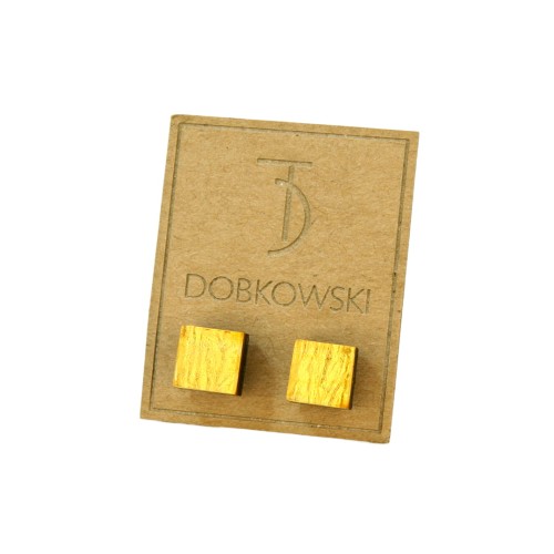 Kolczyki na sztyft kwadratowe srebrne z bursztynem i czarnym dębem 7967