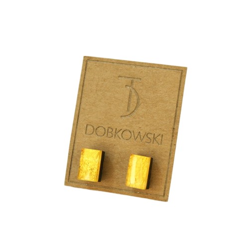 Kolczyki na sztyft prostokątne srebrne z bursztynem i czarnym dębem 7970