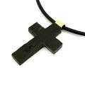 Wisiorek krzyżyk bursztyn srebro 925 pozłacane czarny dąb 45mm 7372